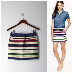 J Crew skirt with pockets multi-stripe mini size 00